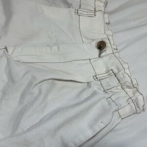 White Button-Front Pants